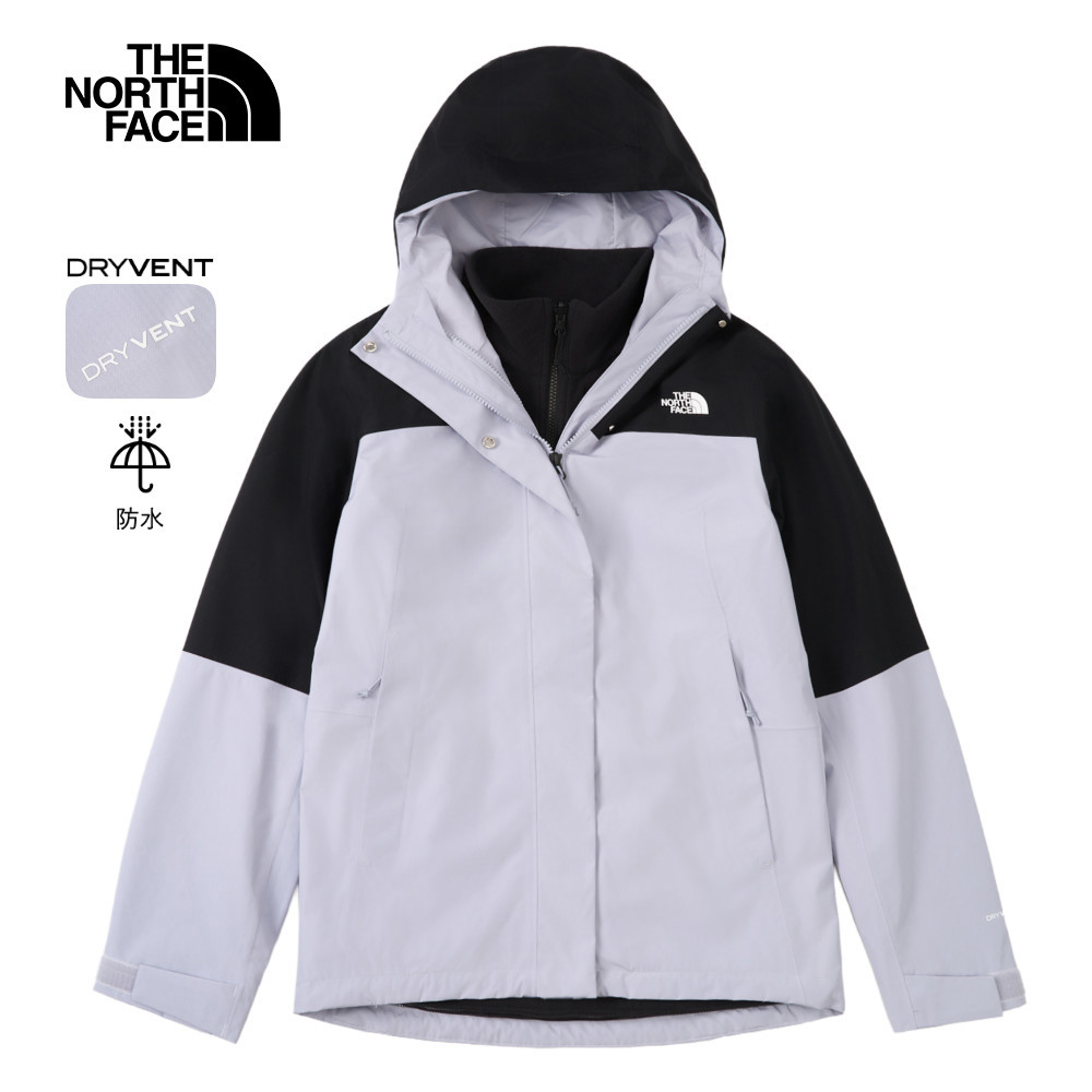 The North Face北面女款藍色DryVent防水透氣抓絨內裡三合一外套｜8CK3D0P｜