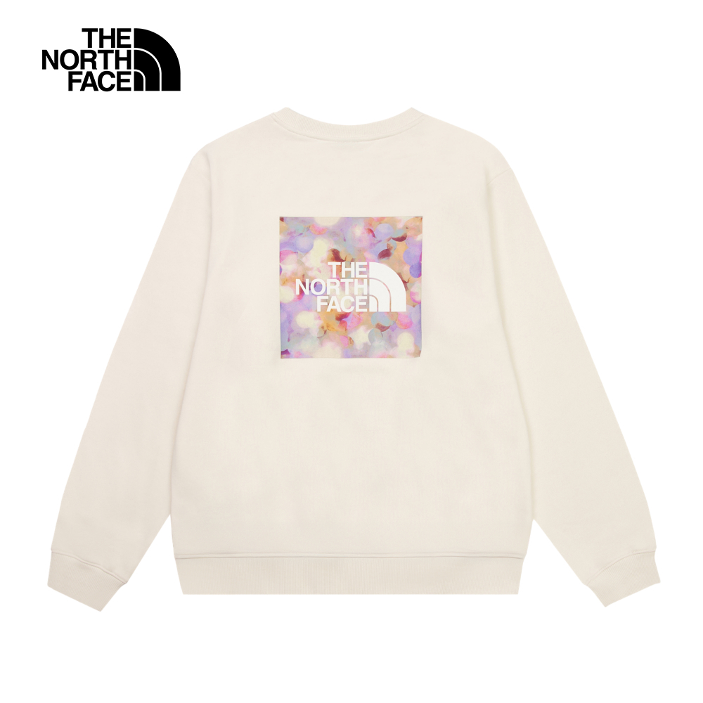 The North Face北面女款米白色舒適透氣長袖大學T｜8F0XQLI