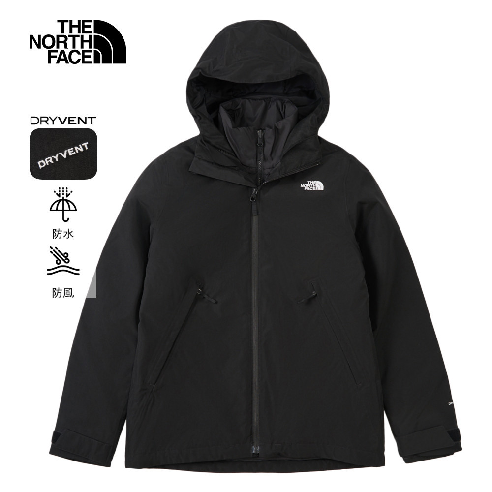 The North Face北面女款黑色DryVent防水透氣鋪棉內裡三合一外套｜8FJWJK3