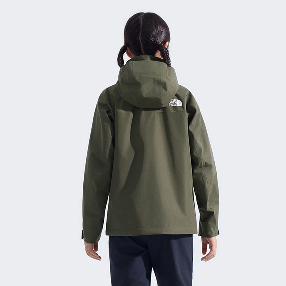 The North Face北面兒童灰褐色DryVent防水透氣衝鋒衣｜8DXM21L