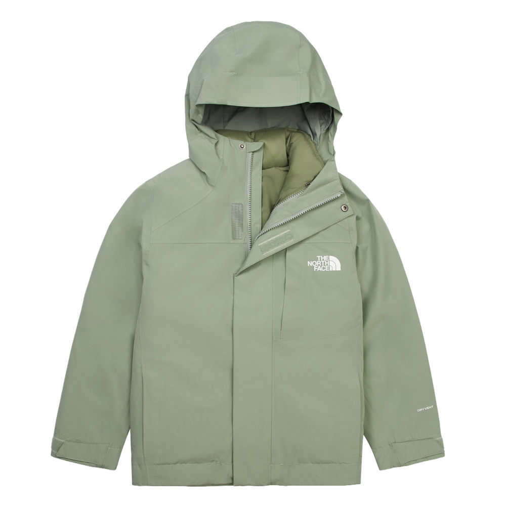 The North Face北面兒童綠色DryVent防水透氣羽絨內裡三合一外套｜8DXRD5M