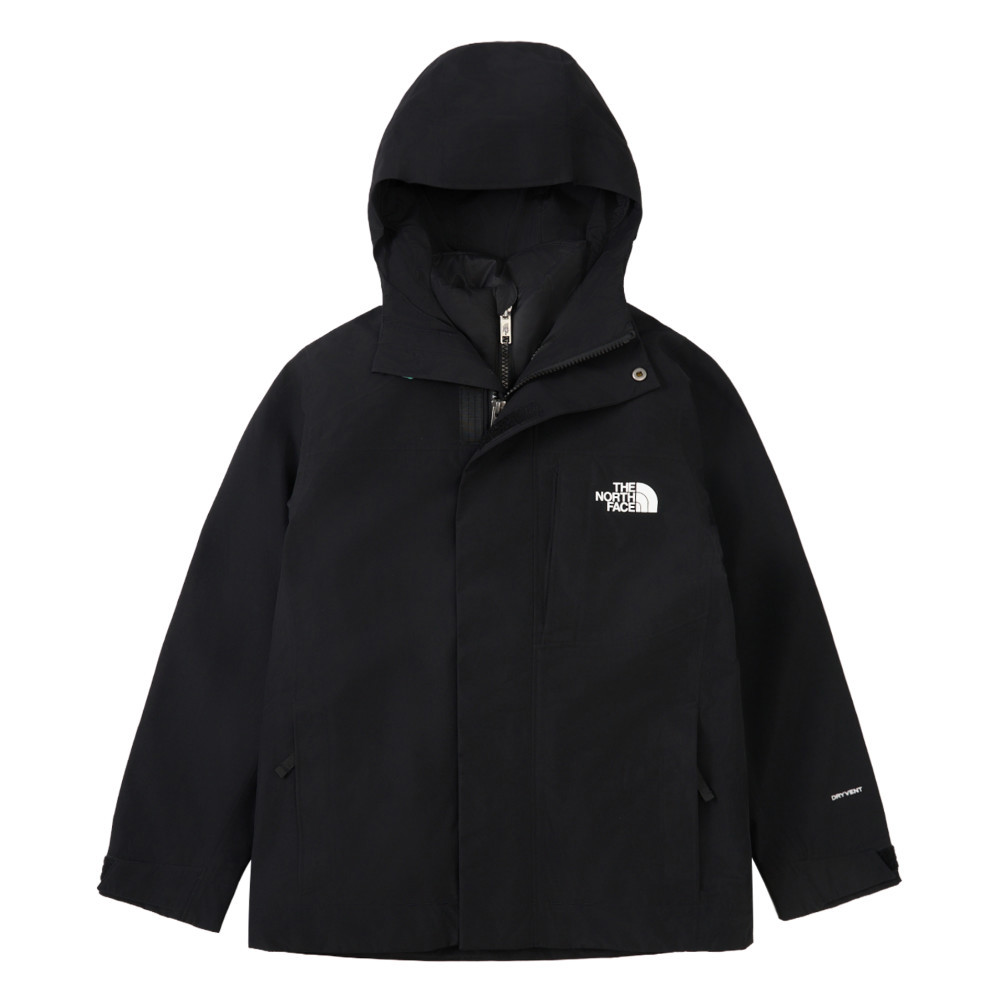 The North Face北面兒童黑色DryVent防水透氣羽絨內裡三合一外套｜8DXRJK3