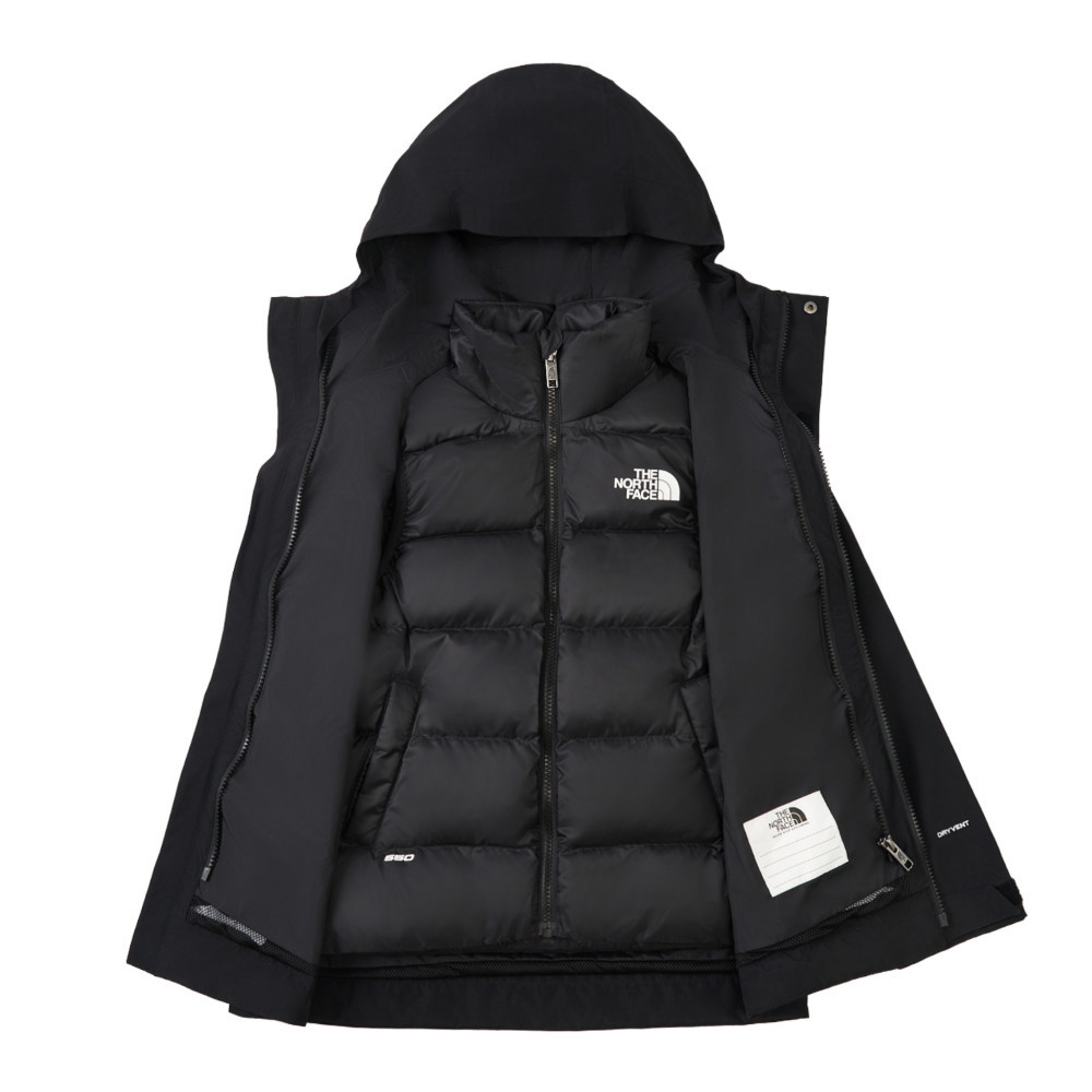 The North Face北面兒童黑色DryVent防水透氣羽絨內裡三合一外套｜8DXRJK3