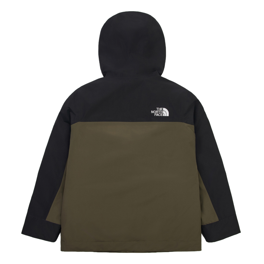 The North Face北面兒童綠黑拼接DryVent防水透氣羽絨內裡三合一外套｜8DXTBQW