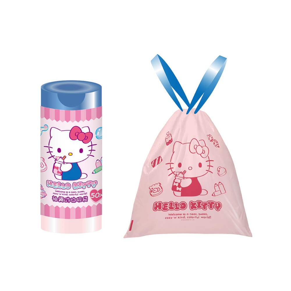 三麗鷗抽繩垃圾袋50入 HelloKitty