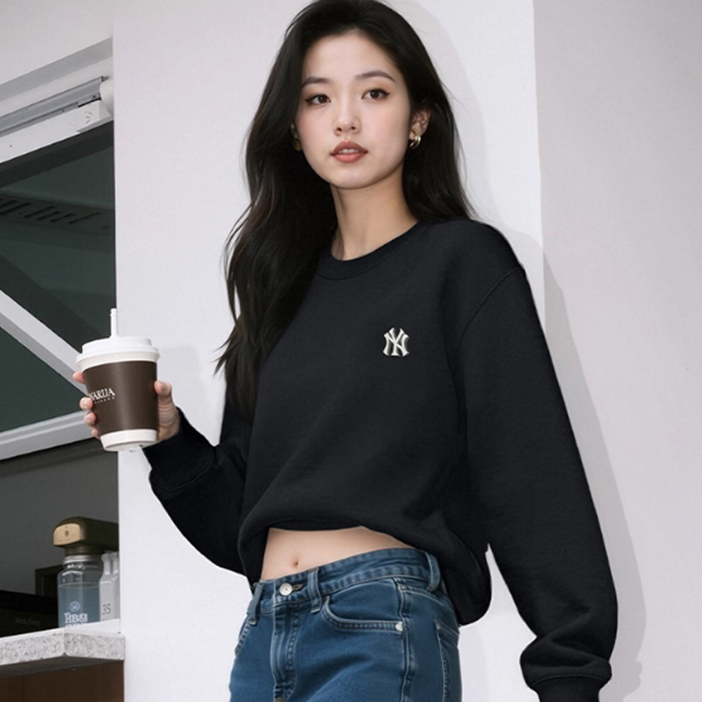 MLB 小Logo長袖大學T 紐約洋基隊 (3AMTB0154-50BKS)