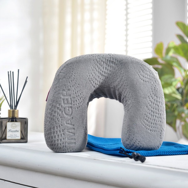 【IMAGER-37. 易眠床】二型頸枕(緹粉/緹灰/米白)-廠商直送