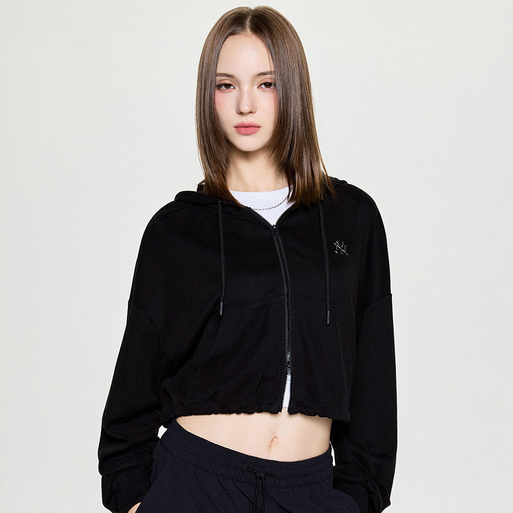 MLB 女版小Logo拉鍊連帽外套 紐約洋基隊 (3FTRB0254-50BKS)