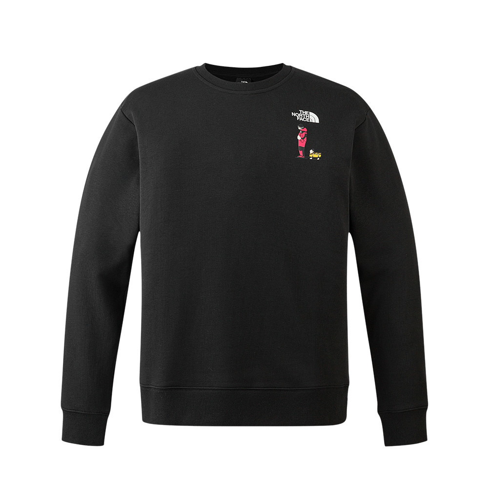 【uncle belly】The North Face北面男女款黑色趣味印花長袖大學T｜8HNFJK3