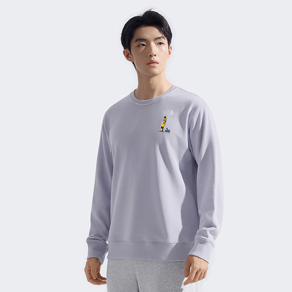 【uncle belly】The North Face北面男女款紫色趣味印花長袖大學T｜8HNFBOB