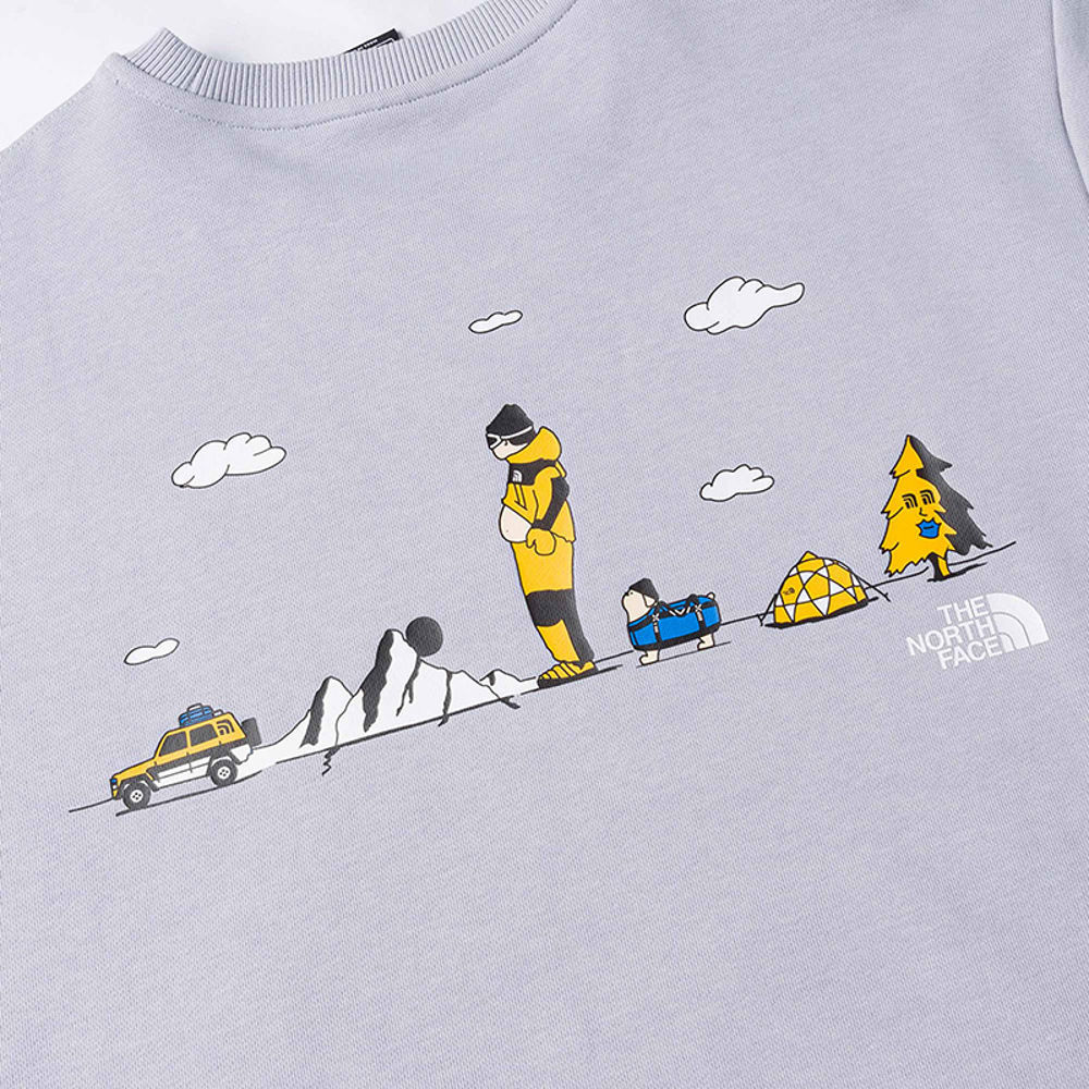 【uncle belly】The North Face北面男女款紫色趣味印花長袖大學T｜8HNFBOB
