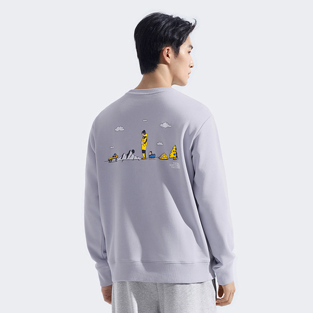 【uncle belly】The North Face北面男女款紫色趣味印花長袖大學T｜8HNFBOB