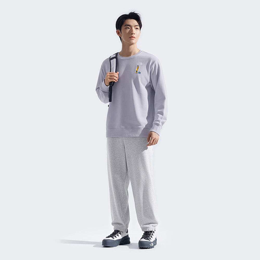 【uncle belly】The North Face北面男女款紫色趣味印花長袖大學T｜8HNFBOB