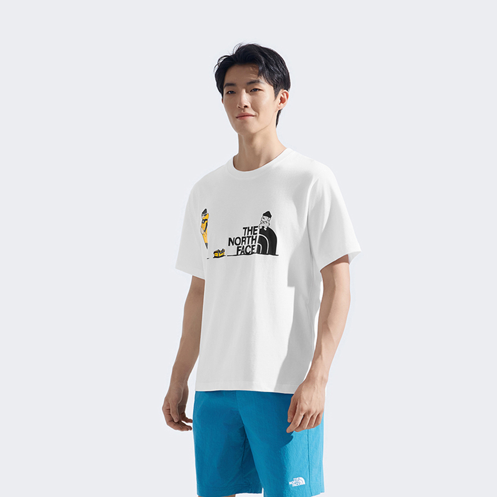 【uncle belly】The North Face北面男女款白色趣味印花短袖T恤｜8HNEFN4