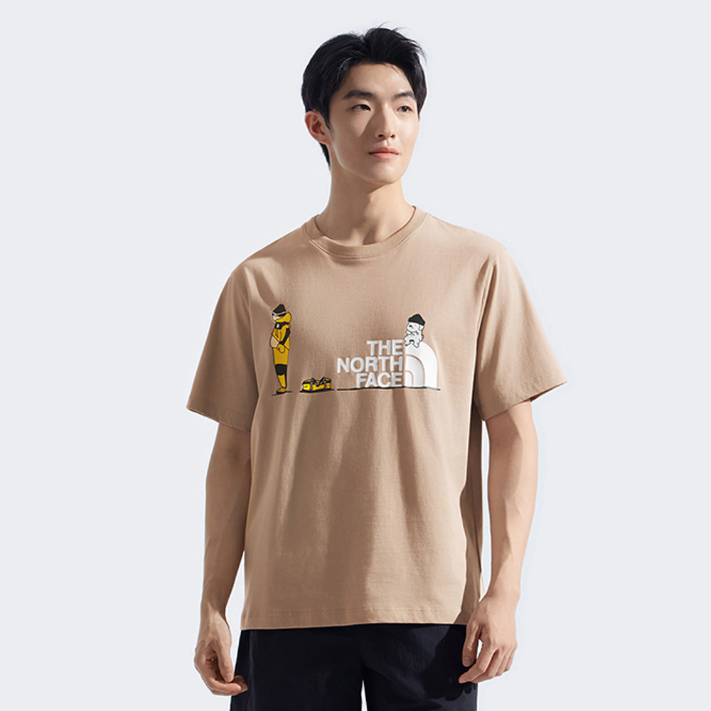 【uncle belly】The North Face北面男女款棕色趣味印花短袖T恤｜8HNEBOX