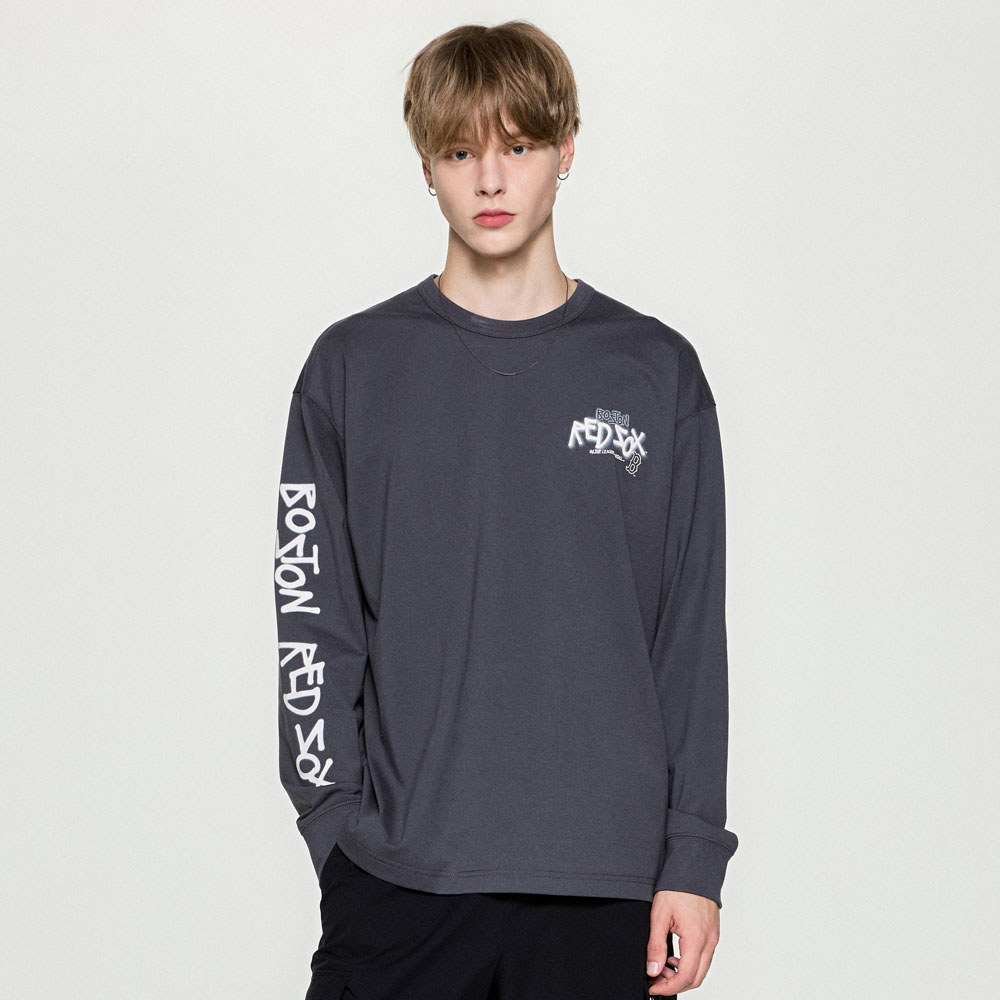 MLB 抗UV機能寬版長袖T恤 波士頓紅襪隊 (3ATSB1054-43CGS)