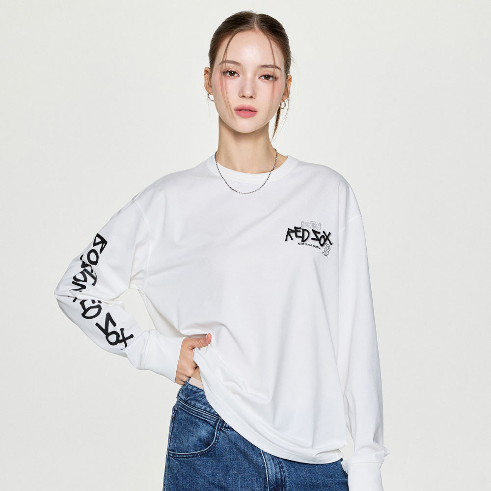 MLB 抗UV機能寬版長袖T恤 波士頓紅襪隊 (3ATSB1054-43IVS)