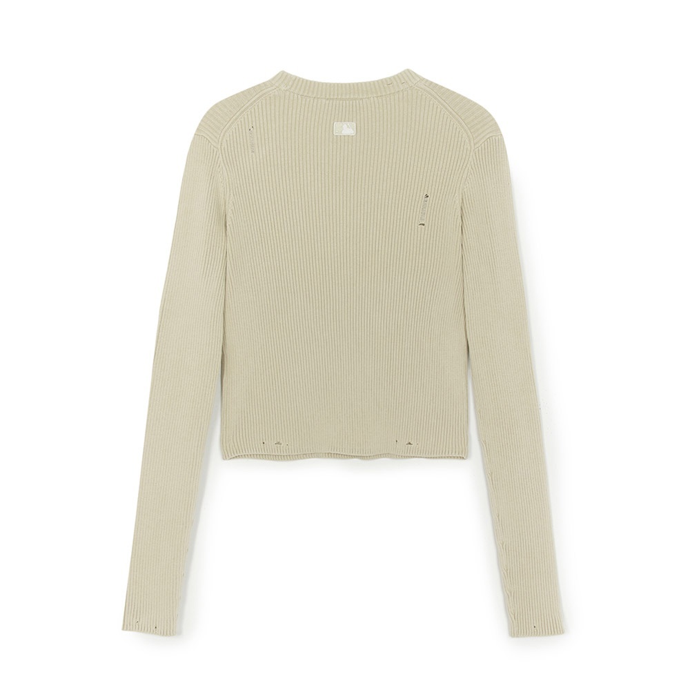 MLB 女版復古水洗羅紋針織毛衣 波士頓紅襪隊 (3FKPB0354-43SAL)