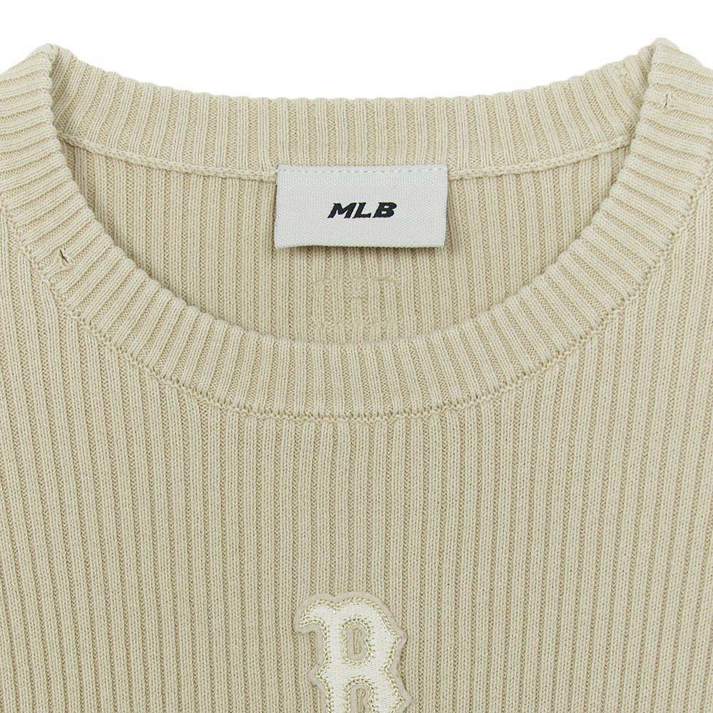 MLB 女版復古水洗羅紋針織毛衣 波士頓紅襪隊 (3FKPB0354-43SAL)