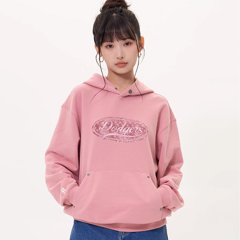 MLB 丹寧連帽上衣 帽T Monogram系列 洛杉磯道奇隊 (3AHDM0654-07PKL)