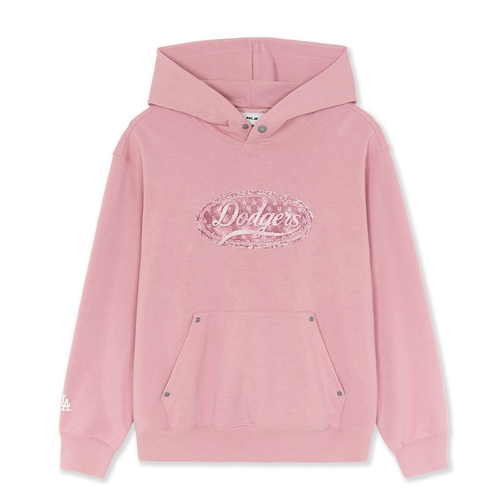 MLB 丹寧連帽上衣 帽T Monogram系列 洛杉磯道奇隊 (3AHDM0654-07PKL)