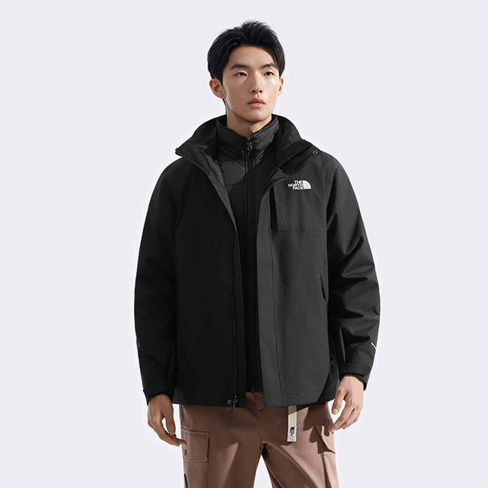 The North Face北面男款黑色DRYVENT防水羽絨內裡三合一外套｜8GJZJK3