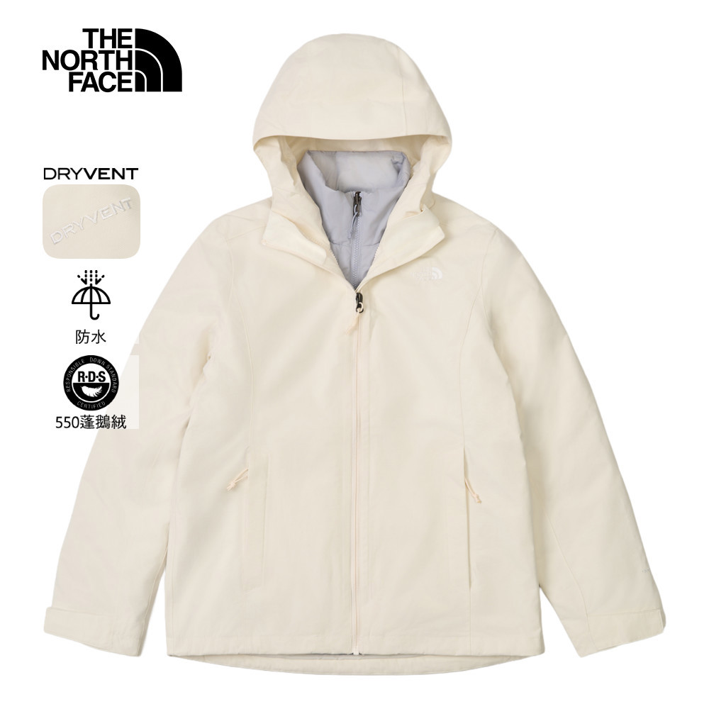 The North Face北面女款米色DRYVENT防水羽絨內裡三合一外套｜8GK6EI5