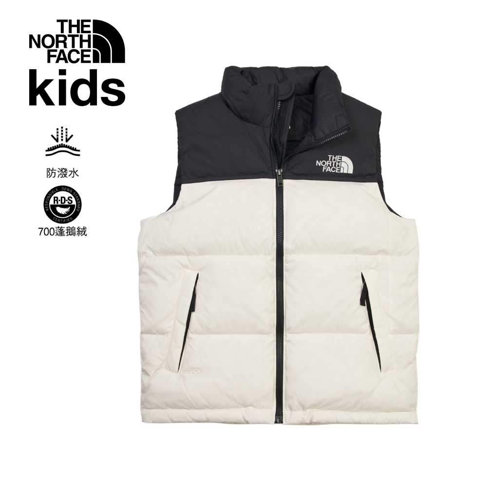 經典1996兒童米白色DWR防潑水羽絨背心｜8A4BQLI