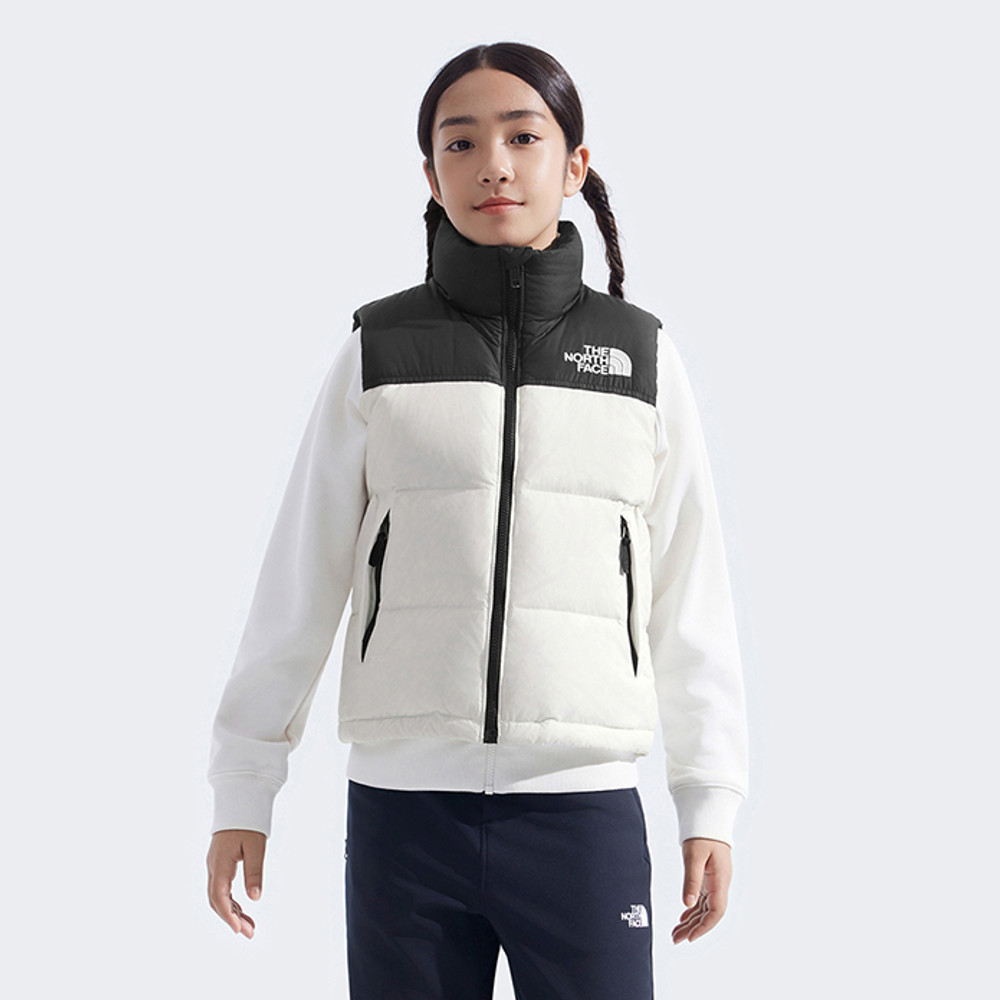 經典1996兒童米白色DWR防潑水羽絨背心｜8A4BQLI