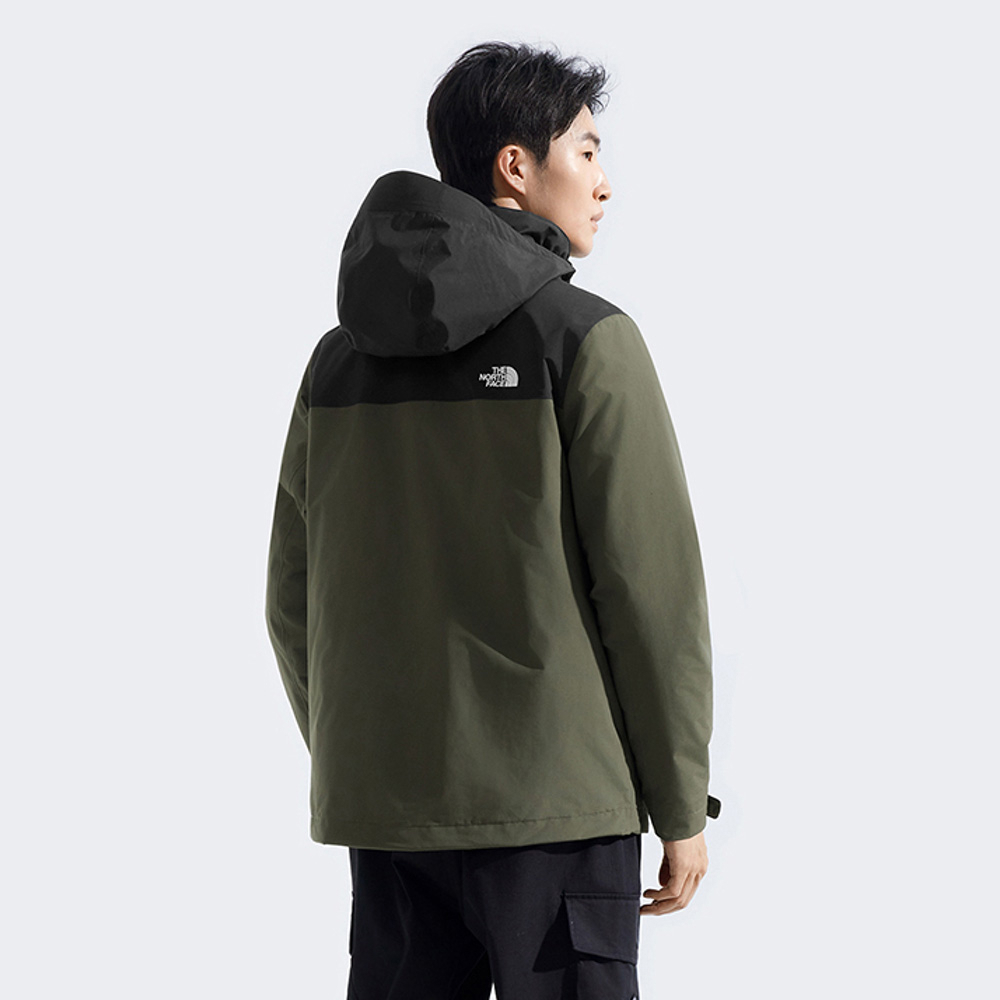 The North Face北面男款灰褐色DRYVENT防水羽絨內裡三合一外套｜8GJZ21L