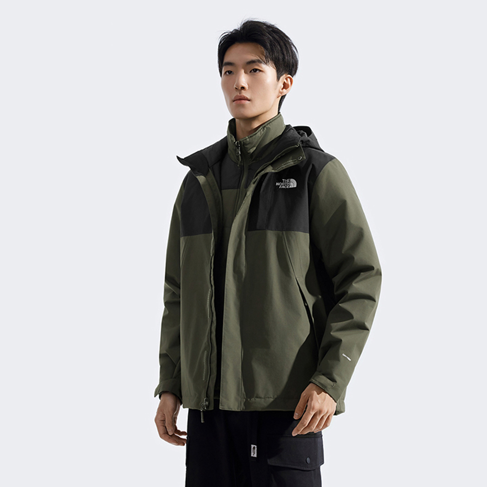 The North Face北面男款灰褐色DRYVENT防水羽絨內裡三合一外套｜8GJZ21L