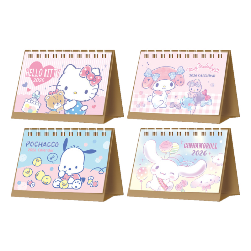 三麗鷗 2026年 迷你桌曆-凱蒂貓/美樂蒂/帕恰狗/大耳狗