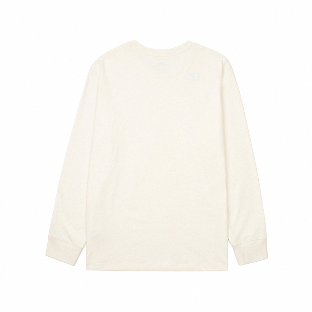 The North Face北面男女款米白色純棉長袖上衣｜8GU6QLI