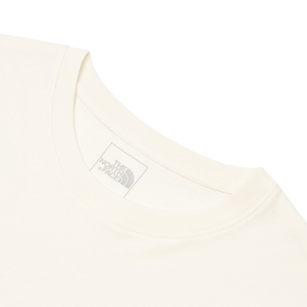 The North Face北面男女款米白色純棉長袖上衣｜8GU6QLI