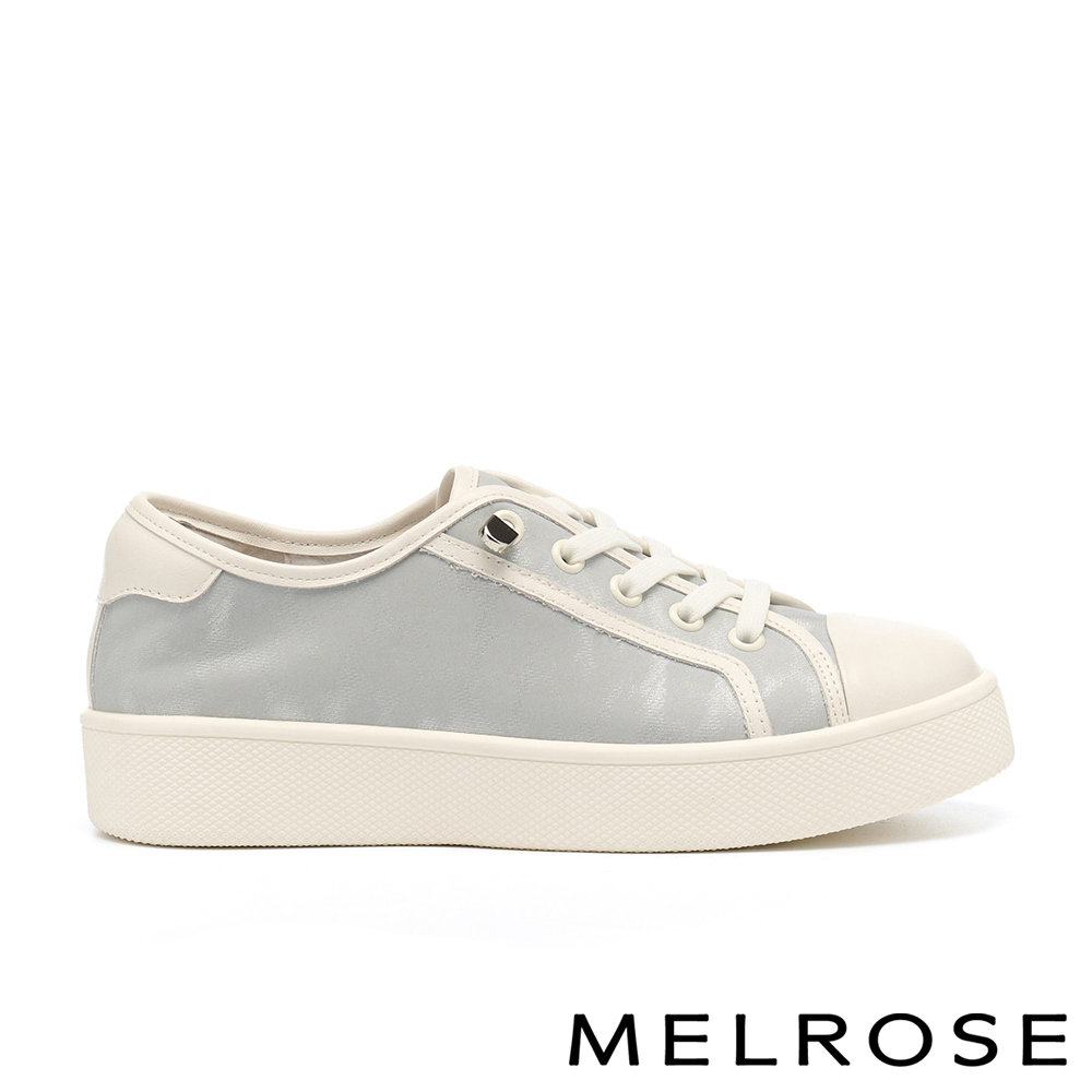 MELROSE 美樂斯 百搭舒適異材質彈力免綁帶厚底休閒鞋－灰