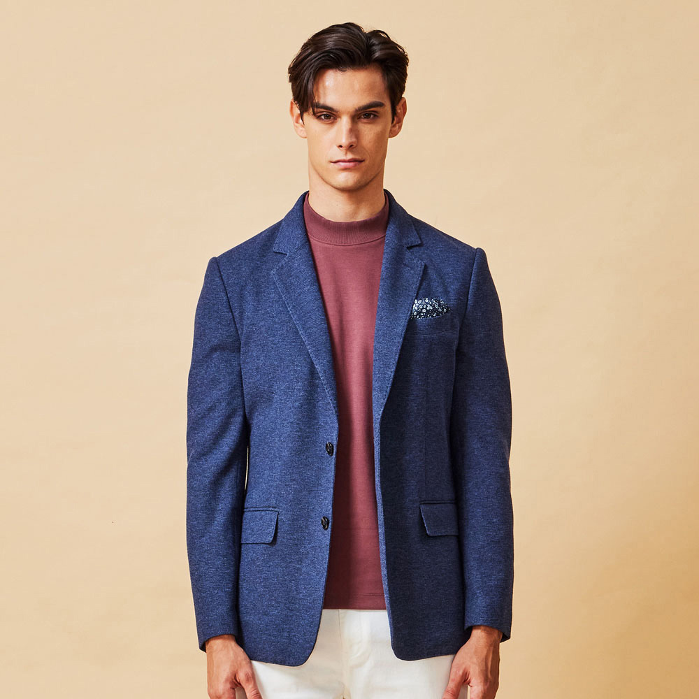 藏青針織休閒西裝外套-825211072051