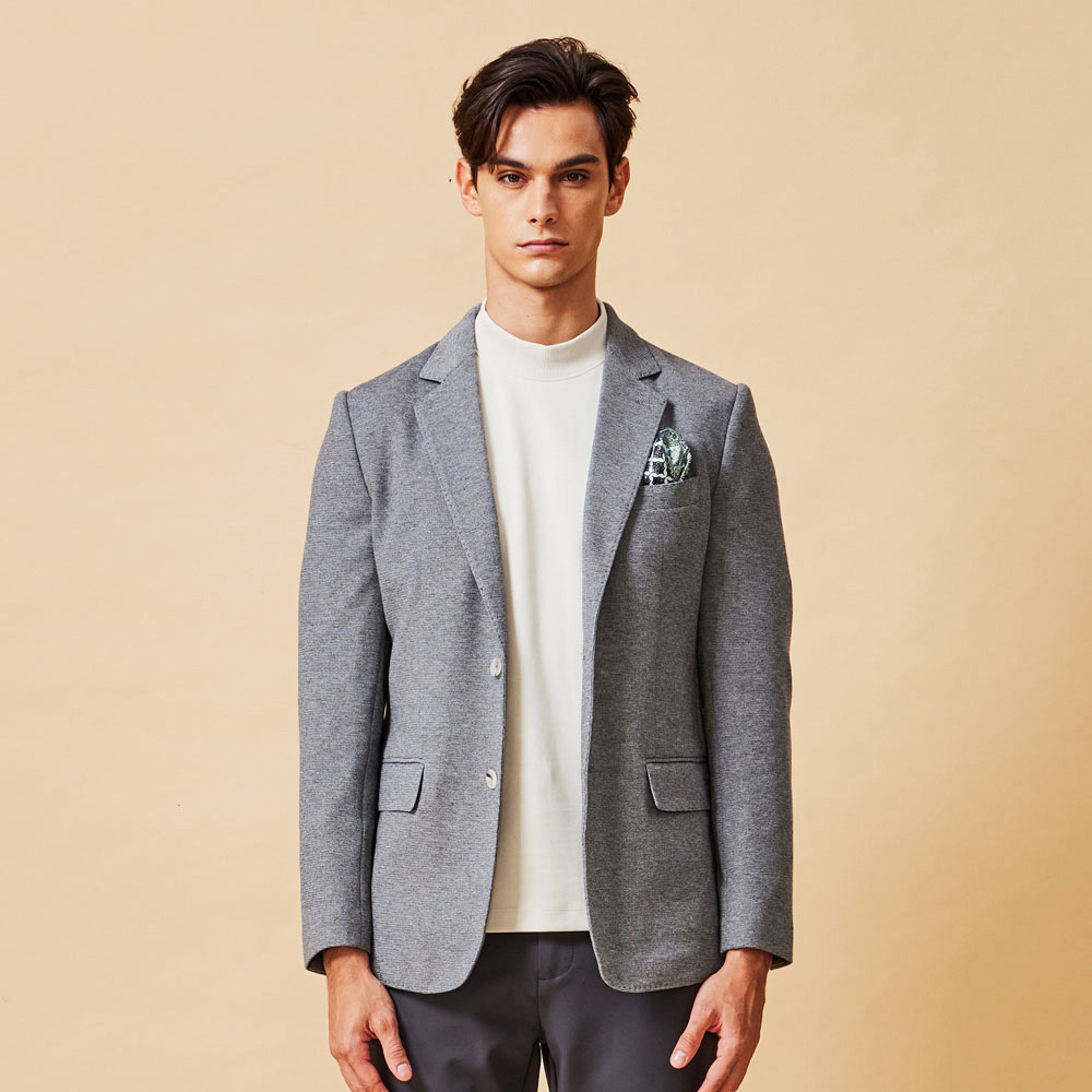 淺灰針織休閒西裝外套-825211072061