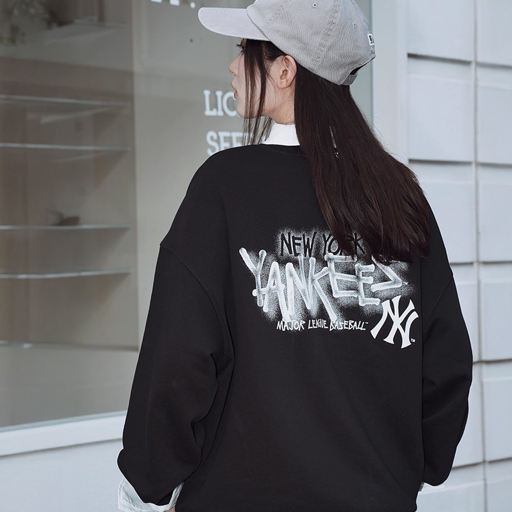 MLB 背後大Logo長袖大學T 紐約洋基隊 (3AMTB3154-50BKS)