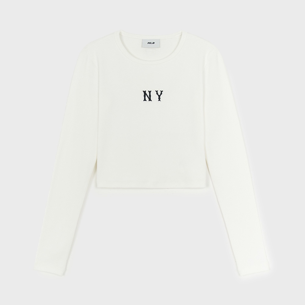 MLB 女版長袖緊身上衣  紐約洋基隊 (3FTSB0354-50IVS)