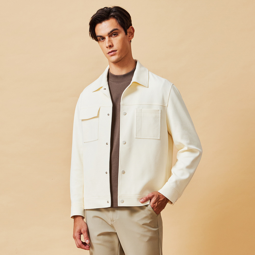 米色寬鬆休閒外套-825211110011