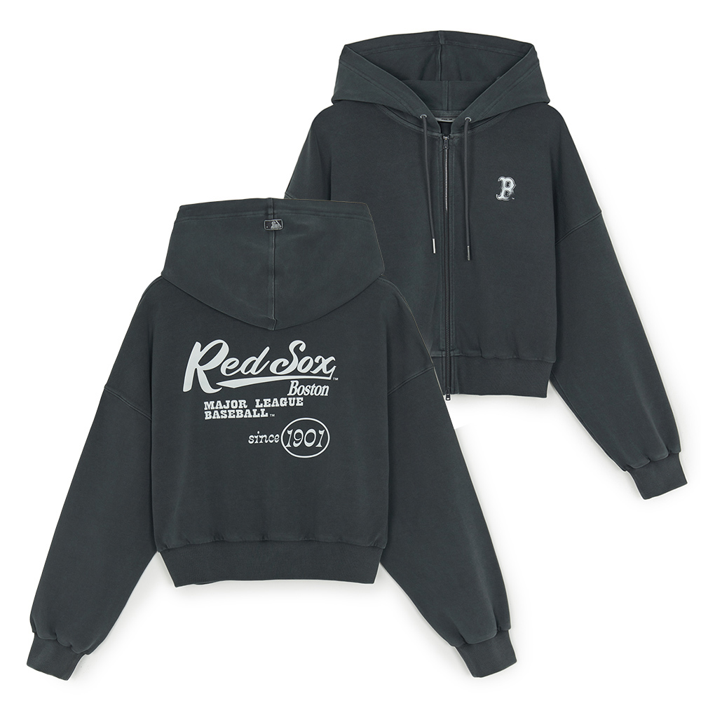 MLB 女版背後大Logo拉鍊連帽外套 波士頓紅襪隊(3FTRB0754-43CGS)