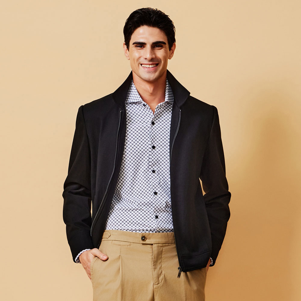 黑色哈靈頓外套-825211110042