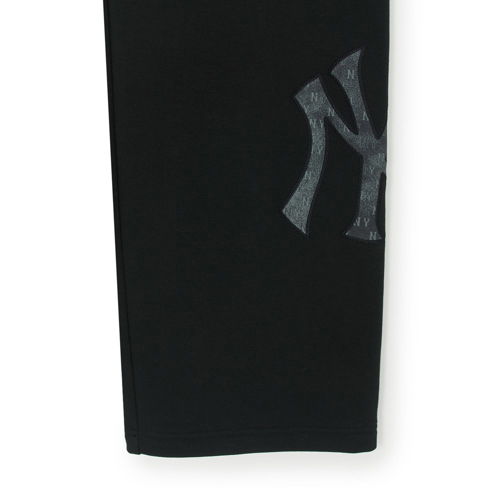 MLB 運動褲 休閒長褲 皮標 棉褲 Monogram系列 紐約洋基隊 (3APTM0154-50BKS)