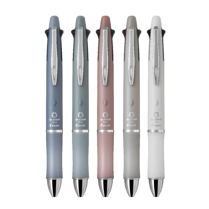PILOT百樂 Dr.GRIP 健握4+1多功能筆 植物色系(0.5mm)-繡球花藍/鼠尾草綠/棉花白/亞麻米/乾燥玫瑰粉