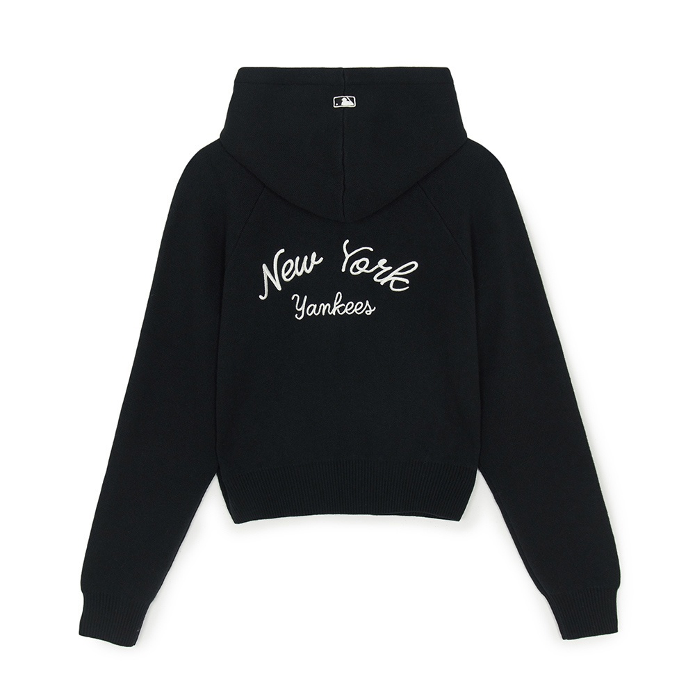 MLB Korea MLB 女版長袖針織拉鍊外套 紐約洋基隊 (3FKCB0454-50BKS)｜疾風