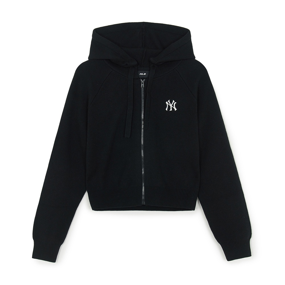 MLB 女版長袖針織拉鍊外套 紐約洋基隊 (3FKCB0454-50BKS)