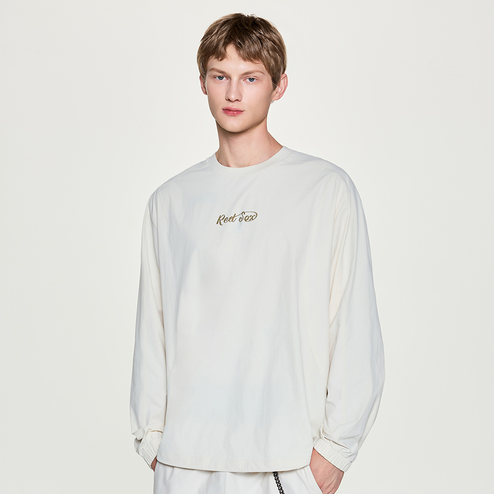 MLB Korea MLB 兩色拼接設計小Logo長袖大學T 波士頓紅襪隊 (3AMTB0754-43CR