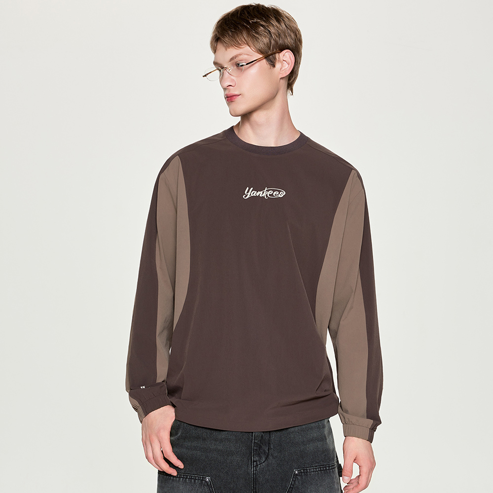 MLB Korea MLB 兩色拼接設計小Logo長袖大學T 紐約洋基隊 (3AMTB0754-50BRS)