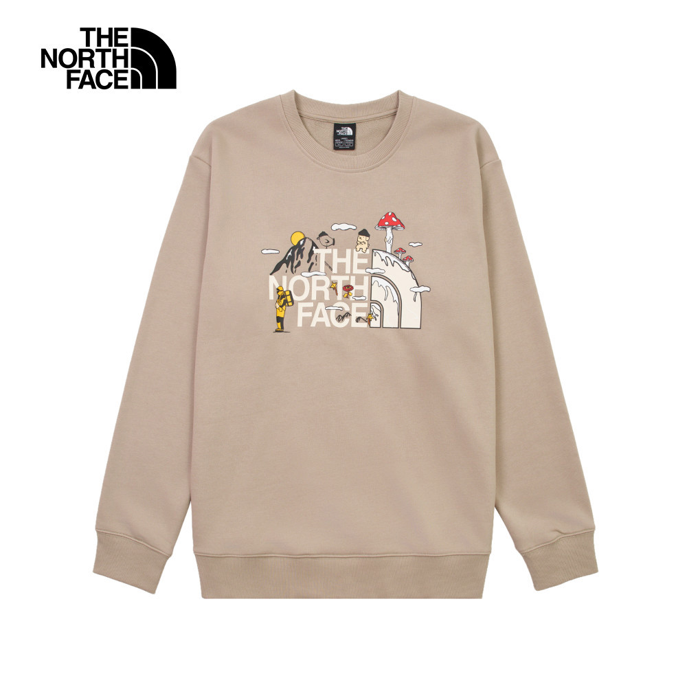 【uncle belly】The North Face北面男女款棕色趣味印花長袖大學T｜8JRRBOX