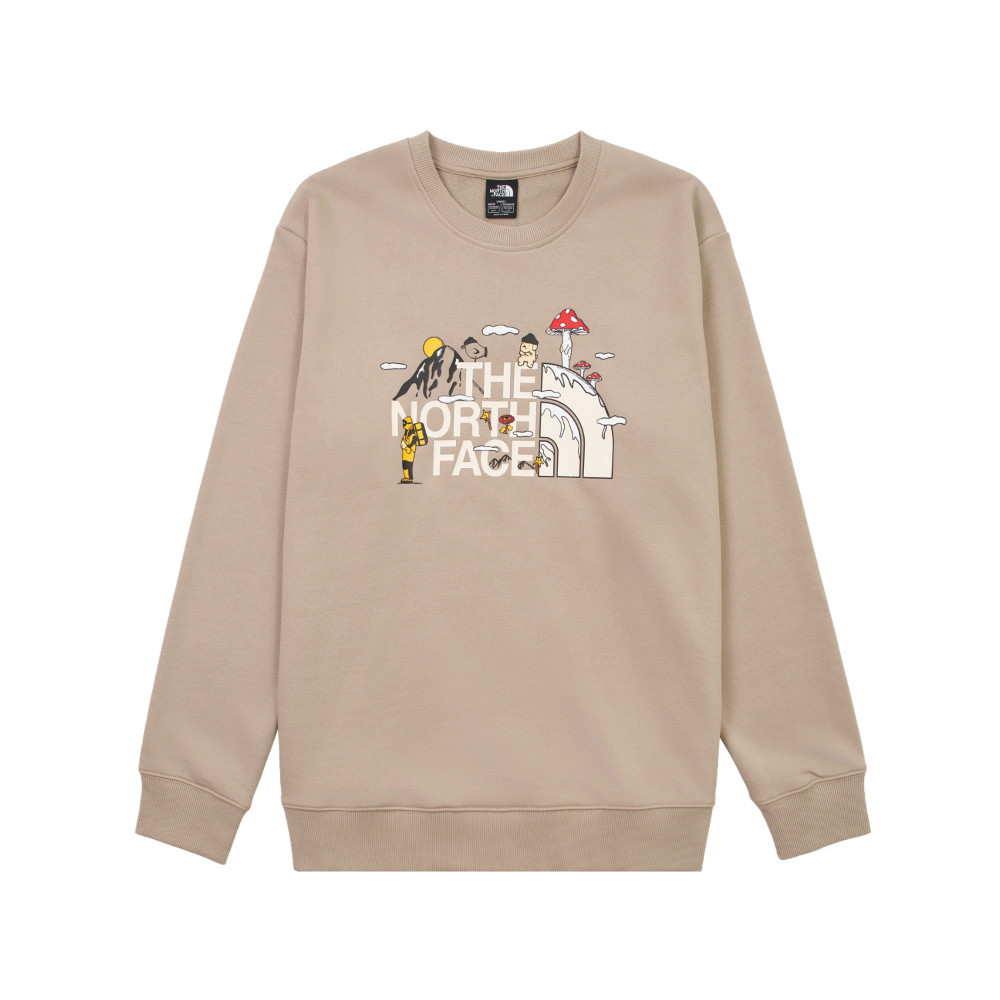 【uncle belly】The North Face北面男女款棕色趣味印花長袖大學T｜8JRRBOX